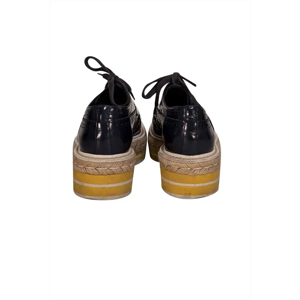 Prada - Navy Patent Leather Oxford Loafer Espadrille Sz 6